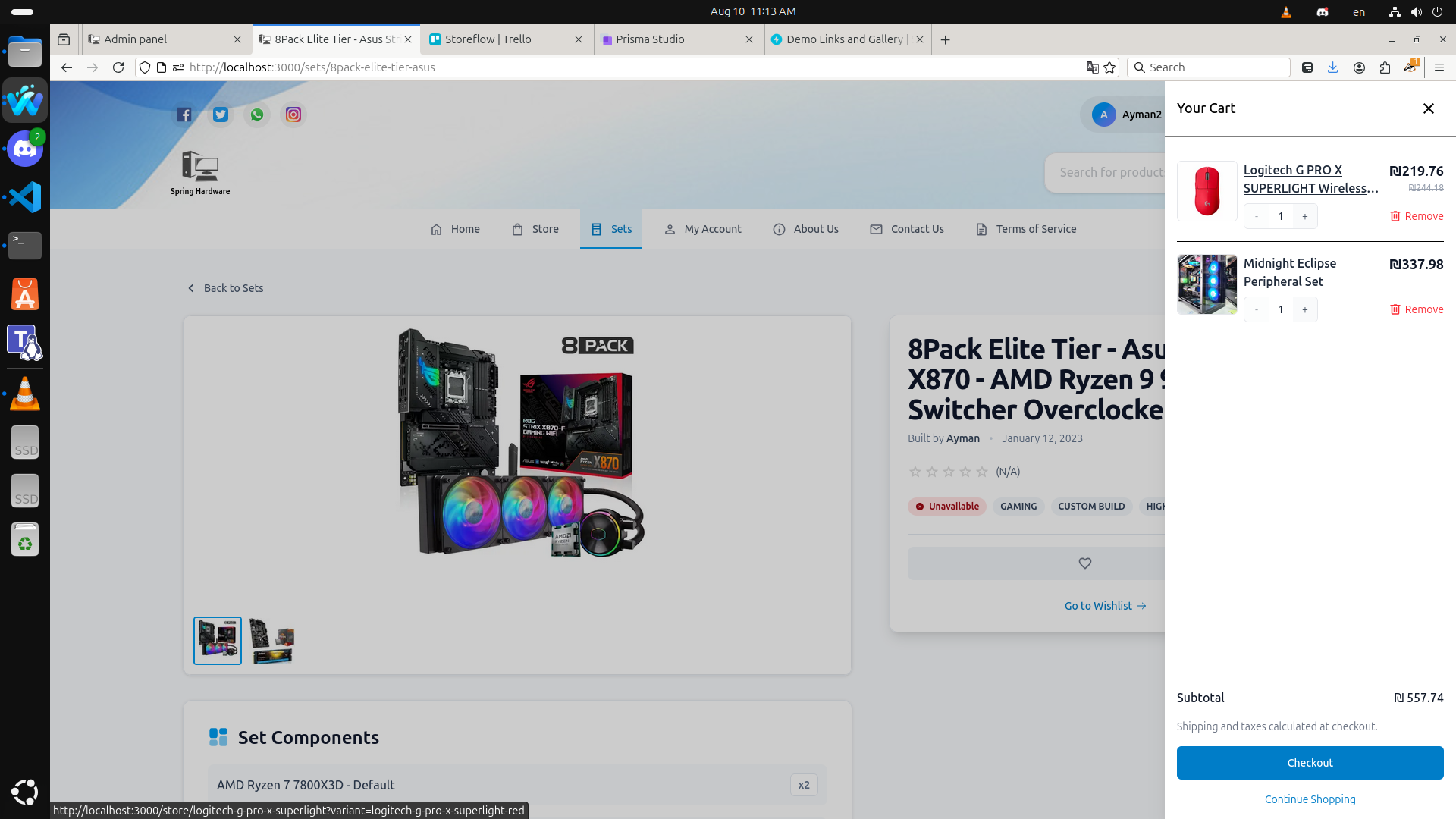 Shopping Cart Sidebar