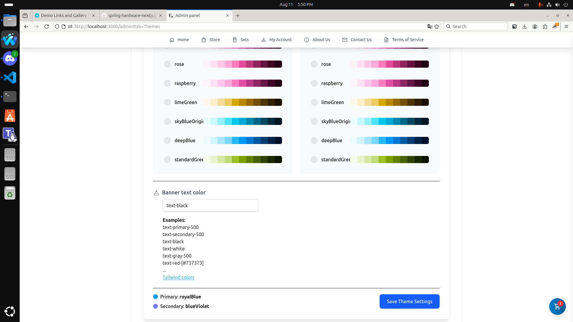 Admin: Theme Color Submit