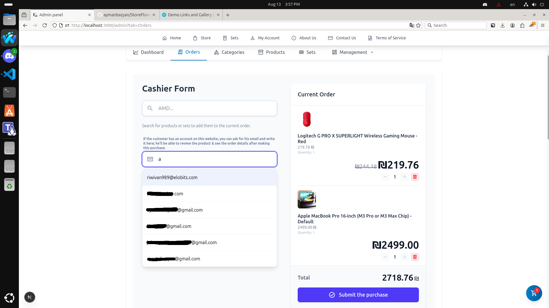 Admin: Cashier/POS Interface