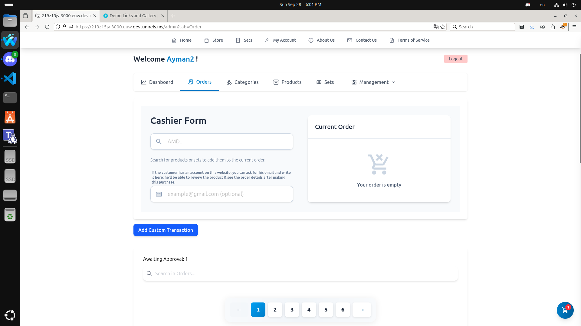 Admin: Cashier/POS Interface
