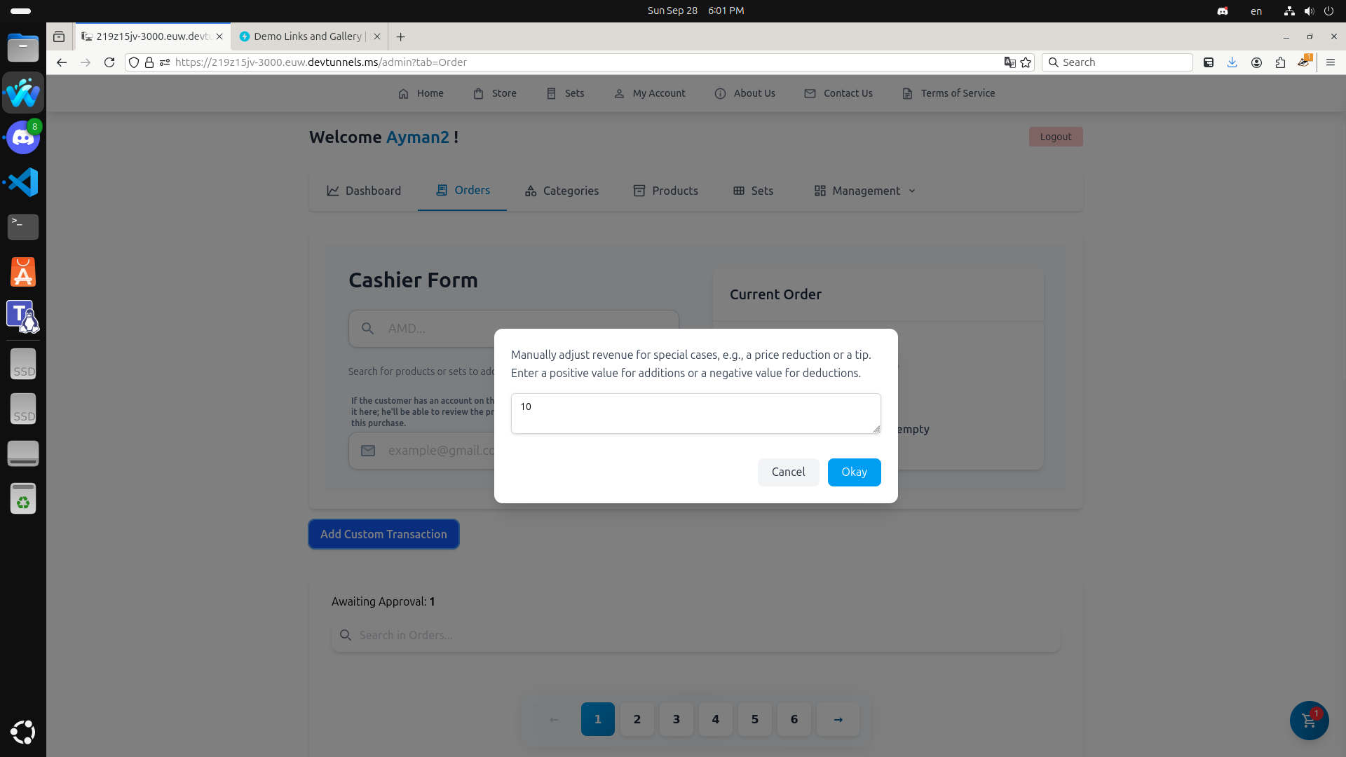 Admin: Cashier/POS Interface
