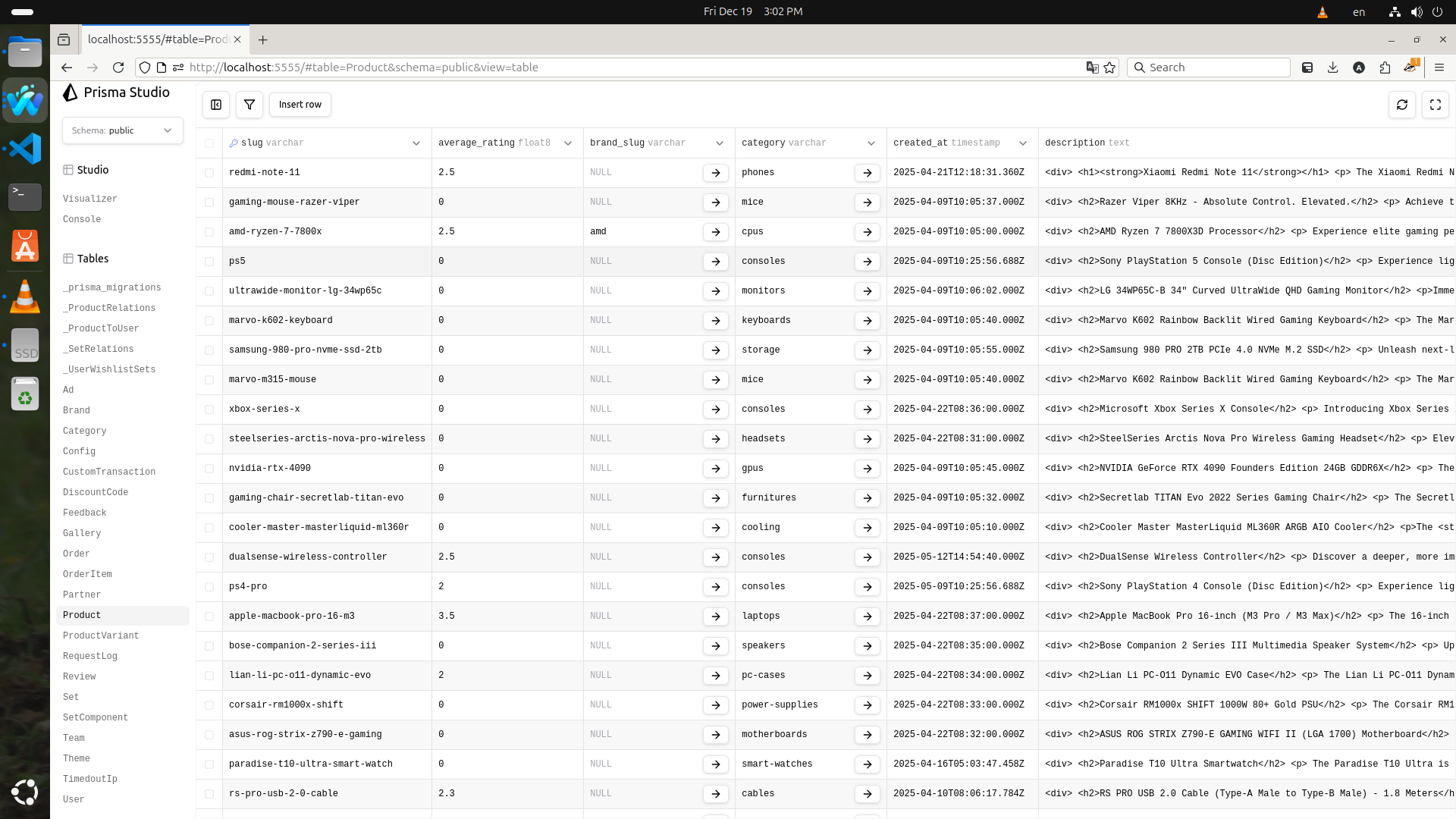 Database private menu