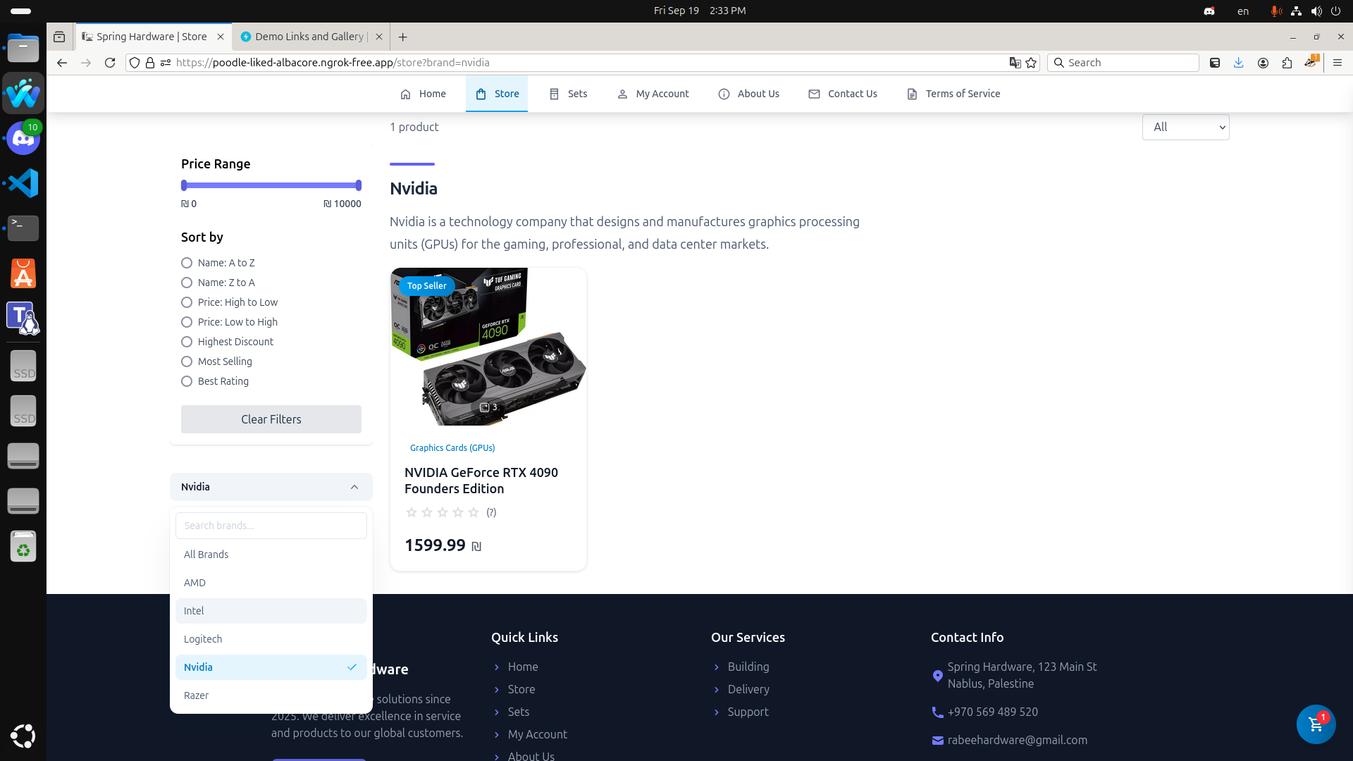 Store Page Filter by brand